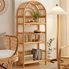 a living room filled with furniture and a lamp