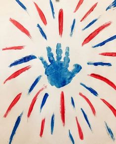 a hand print with red, white and blue colors