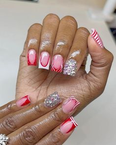 Valentines Nails French, Nail Inspo Hello Kitty, Duck Nails Short, French Tip Nails Pink, Azul Nails, Nails Sanrio, Nails Freestyle, Nails Airbrush, Nails Charm