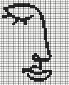 a cross stitch pattern with an image of a man's face in black and white