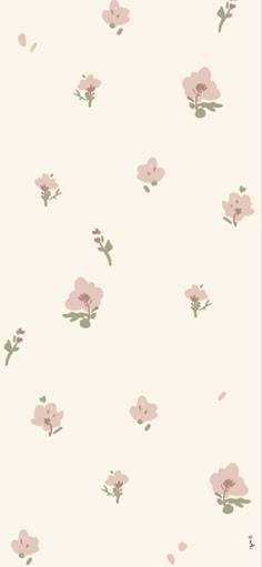 a wallpaper with pink flowers and leaves on the back ground, in an off - white background