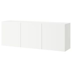 a white cabinet with three doors on one side and two cupboards on the other