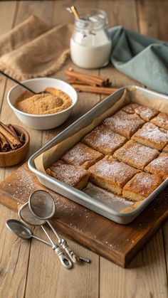 The Best Cinnamon Sugar Blondies  Recipe in 2025 Easy Desserts Recipes, Creamy Pudding, Fudge Bars, Blondies Recipe, Irresistible Desserts, Decadent Cakes, Classic Cookies, Recipe Details, Desserts Recipes