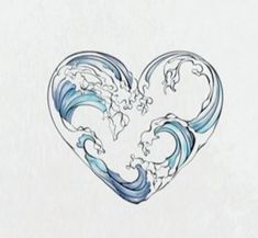 a drawing of a heart with waves in it