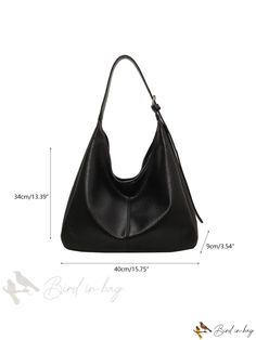 Bird in Bag - Casual Black Simple Single-Shoulder Bag Sling Shoulder Bag For Daily Use, Sling Shoulder Bag With Single Strap For Daily Use, Shoulder Bag With Single Strap For Errands, Daily Use Sling Shoulder Bag With Single Strap, Single Strap Solid Color Shoulder Bag For Errands, Everyday Use Sling Shoulder Bag With Single Strap, Everyday Use Sling Shoulder Bag, Everyday Sling Shoulder Bag With Single Strap, Casual Black