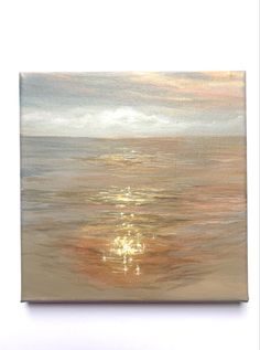 an abstract painting of the sun shining over water