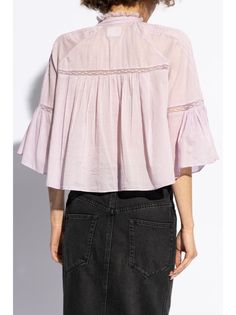 Find MARANT ÉTOILE Gramy Blouse on Editorialist. lilac cotton voile ruffled detailing lace detailing stand-up collar three-quarter length sleeves front button fastening cropped Cotton Voile, Pink Blouse, Three Quarter, Stand Up, Halo, Lilac, Top Brands, Great Deals, Luxury Fashion