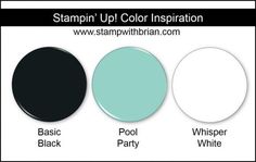 three different color combinations for the stampin'up color inspirationon logo, including black, yellow, and green