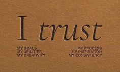 the word trust written in black ink on a brown leather surface with other words below it