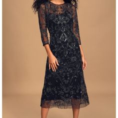 Fancy Dress For Evenings Or Special Occasions. Embellished Lace Evening Dress For Party Season, Black Embellished Sequin Dress For Prom, Elegant Lace Sequin Dress For Spring, Elegant Spring Sequin Lace Dress, Elegant Spring Lace Sequin Dress, Elegant Party Sequin Lace Dress, Embellished Sequin Midi Dress For Wedding, Lace Sequin Dress For Prom Evening, Elegant Lace Sequin Party Dress