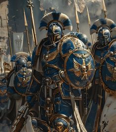 some very pretty blue and gold knights