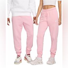 Light Pink White Nike Stitched Logo Mid-Rise Joggers Drawstring Waistband Cuffed Bottoms *Brand New* Pink Nike Sweatpants, Nike Joggers Women, Nike Jogger, Nike Sportswear Club Fleece, Soccer Outfits, Pink Joggers, Nike Sweats, Baseball Outfit, Nike Joggers