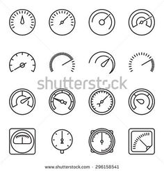 speedometers and gauges icon set