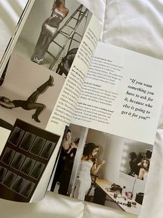 an open book with pictures of women in high heels on the cover and inside pages