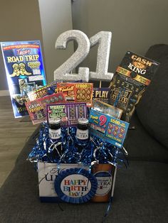 the 21st birthday gift basket is ready to be delivered