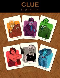 the card game clue suspects features four different characters