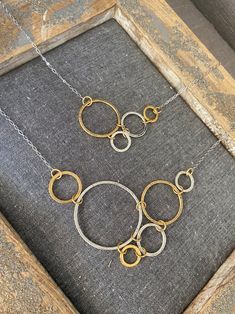 Silver Circle Brass Necklaces, Handmade Everyday Circle Necklace, Modern Handmade Circular Necklace, Hexagon Necklace, Star And Moon Necklace, Gold Moon Necklace, Holiday Necklace, Modern Necklace, Celestial Necklace