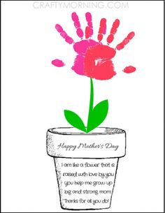 a flower in a pot with the words happy mother's day written on it