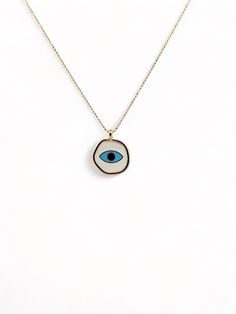 Ready to ship. Sustainably Sourced Materials. Our evil eye necklace is made by hand with enamel, Hangs from a 16” double chain 14k gold plated. Available in 2 colors. Everyday Handmade Enamel Jewelry, Evil Eye Enamel Jewelry As A Gift, Evil Eye Enamel Jewelry Gift, Round Enamel Necklace With Adjustable Chain, Everyday Evil Eye Pendant Necklace, Enamel Pendant Charm Necklace With Adjustable Chain, White Evil Eye Round Pendant Necklace, White Round Pendant Necklace With Evil Eye, Gold Plated Evil Eye Pendant Charm Necklace