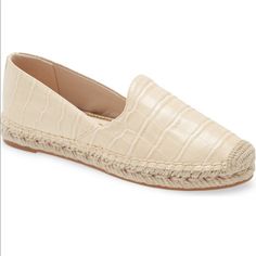 This Sleek Leather Flat With Jute Roping Along The Midsole Is An Easy And Breezy Choice For Warmer-Weather Outings. Leather Upper/Synthetic Lining And Sole Imported Women's Shoes Leather Espadrilles With Textured Footbed, Beige Flats With Woven Sole For Spring, Cream Flats With Woven Sole For Spring, Beige Flats With Textured Sole For Spring, Beige Cushioned Flats For Spring, Comfortable Cream Flats For Spring, Cream Flats With Cushioned Footbed For Spring, Spring Cream Flats With Cushioned Footbed, Chic Beige Espadrilles With Woven Sole