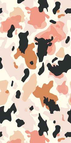 an abstract camouflage pattern with black, orange and pink colors on white background for wallpaper