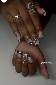 Chrome Duck Nails, Scorpio Birthday Nails, Concert Nails, Trend Nails, Black Acrylic Nails, Pink Ombre Nails