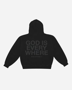 GOD IS EVERYWHERE Blackout Hoodie Exclusive Luxury Line, Ethically Made in the USA* "Where can I go from your Spirit? Or where can I flee from your Presence? If I ascend into heaven, You are there. If I make my bed in hell, behold, you are there. If I take the wings of the morning, and dwell in the uttermost parts of the sea, even there Your hand shall lead me and Your right hand will hold me." Psalm 139:7-10 Color: Black, Garment Dyed Made in the USA Fit: Oversized Fabric: Heavyweight, 80% cott God Is Everywhere Hoodie, Cute Hoodies For Men, Jesus Hoodies Aesthetic, Cute Christian Sweatshirts, Nhim Apparel, Kanye Hoodie, God Hoodies, God Is Everywhere, Stuff For Men