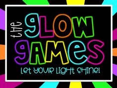 the words slow games let your light shine on a black background with multicolored rays