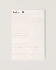 the daily list is displayed on a white surface