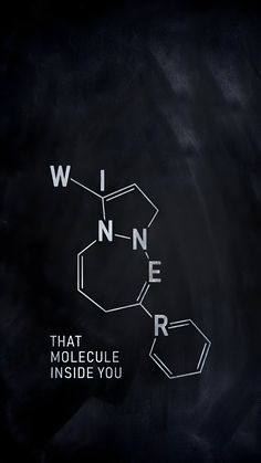 the words wine are written in white on a black background with an image of three chemical structures