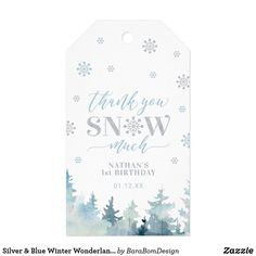 a watercolor snowflaked thank tag with the words,'thank you '