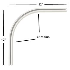 an image of the length of a curved metal tube with measurements for each end and top