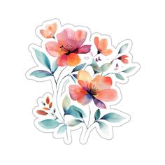 watercolor flowers sticker on a white background