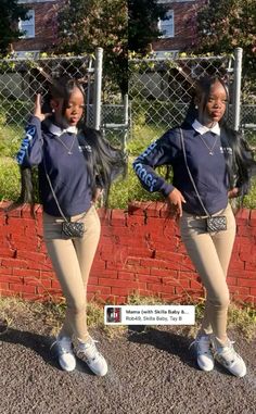 School Dress Code Outfits Uniform, Uniform Outfits Middle School, Khaki Pants Outfit School Uniform, Navy Blue Uniform Outfits School, Back To School Outfits With Uniform, Back To School Outfit Uniform