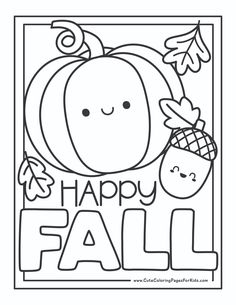 a happy fall coloring page for kids