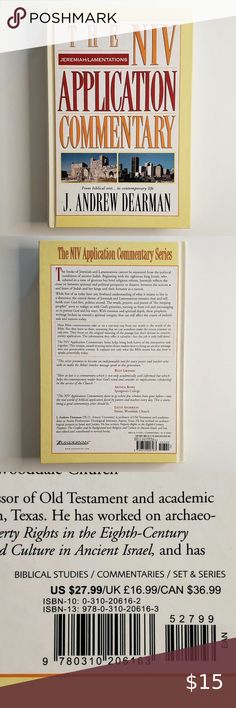 The NIV Application Commentary Jeremiah Lamentations J. Andrew Dearman Song Of Songs, Publishing House, Hardcover Book, Statement Pieces, Songs, Fashion Tips, Clothes Design