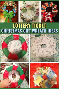 this is a collage of christmas wreaths made out of toilet paper and other items