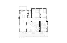 the floor plan for an office building with three rooms and two living areas, including one bedroom