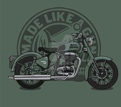 a drawing of a motorcycle on a green background