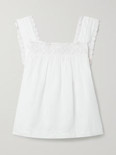 DÔEN Aphra crochet-trimmed ramie top | NET-A-PORTER Doen Antoinette Dress, Doen Net A Porter, Doen Henri Top, Dôen Fall, Doen Dress, Top Net, Sleeveless Tops Summer, Prairie Style, Crochet Trim