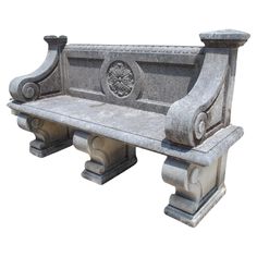 an old stone bench is shown against a white background