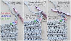 the crochet stitch is being worked on with two different stitches and one hook