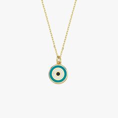 Turquoise Evil Eye Necklace | 14K Solid Gold - Mionza Jewelry-blue evil eye, bridesmaids gifts, dark blue evil eye, evil eye, evil eye chain, evil eye jewelry, evil eye necklace, evil eye protection, eye evil necklace, handmade jewelry, mal de ojo, mal de ojo cadena, summer jewelry Turquoise Evil Eye Round Pendant Jewelry, Turquoise Round Evil Eye Jewelry, Turquoise Evil Eye Amulet Necklace, Turquoise Evil Eye Round Jewelry, Turquoise Evil Eye Amulet Jewelry, Sterling Silver Turquoise Evil Eye Jewelry, Solid Gold Necklace, Gold Charm Necklace, Charm Necklaces