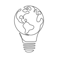 a light bulb with the earth in it's center, on a white background