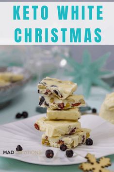 keto white christmas treats stacked on top of each other