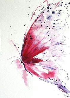 a watercolor painting of a red butterfly