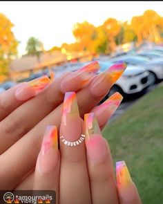 Edgy Nails, Colorful Nails, Summer Acrylic Nails, Yellow Nails, Fire Nails, Coffin Nails Designs, Dream Nails, Pretty Acrylic Nails, Dope Nails