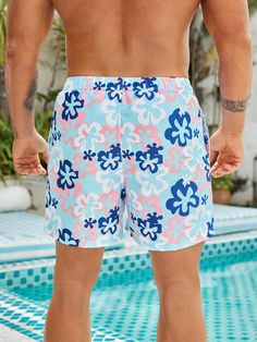 Unleash your beachside charm with our Floral Drawstring Waist Swim Trunks! These amazing shorts boast a captivating floral pattern that's sure to impress people. The drawstring waist and pocket add convenience, making them ideal for beach essentials. Crafted from non-stretch polyester fabric, these swim trunks offer a lightweight and comfortable fit for your summer adventures. Specification: Pattern Type: Floral, All Over Print Details: Drawstring, Pocket Type: Bottoms Bottom Type: Shorts Fabric Tropical Swimwear With Built-in Shorts For Spring, Hawaiian Swimwear With Built-in Shorts For Vacation, Tropical Swim Trunks With Built-in Shorts For Beach Party, Tropical Swim Trunks With Elastic Waistband For Summer, Beach Party Shorts With Drawstring, Hawaiian Style Shorts For Beach Season, Drawstring Shorts For Beach Party, Beach Party Drawstring Shorts, Hawaiian Summer Bottoms Short Length