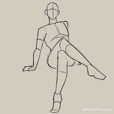 a drawing of a person in the air with their legs spread out and one leg bent