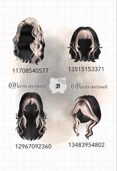 Black And Blonde Hair Codes, Roblox Black Hair, Roblox Codes Hair, Two Color Hair, Hair Roblox